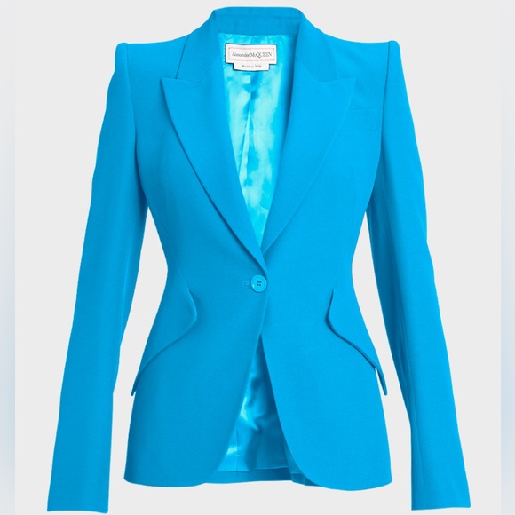 Alexander McQueen V-Neck 1-Button Blazer Jacket - Picture 1 of 11